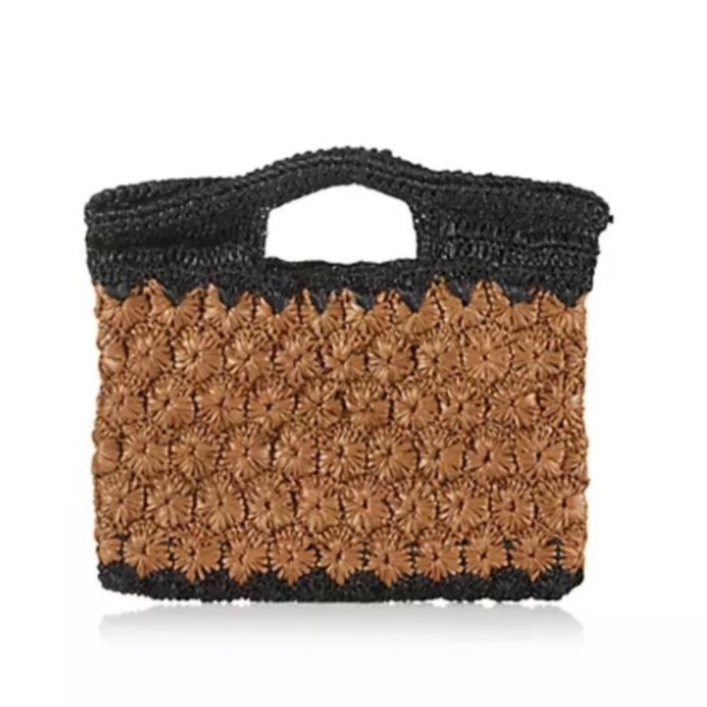 Carrie Forbes Ruby Crochet Raffia Clutch.